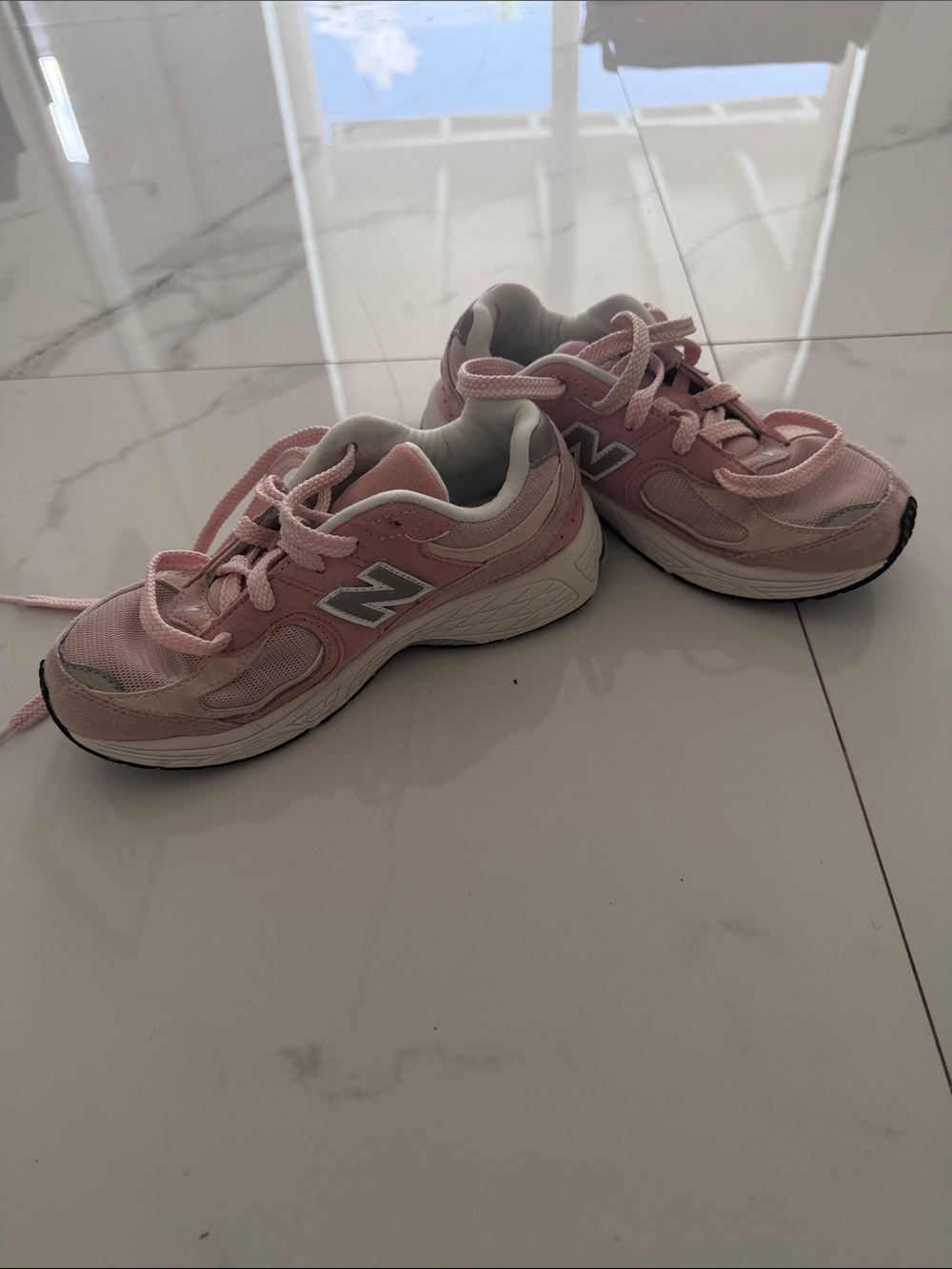 New Balance Kids 2002R Pink and White Athletic Sneakers